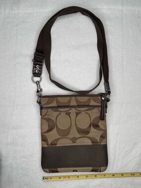 Coach Brown Signature Canvas Messenger Crossbody